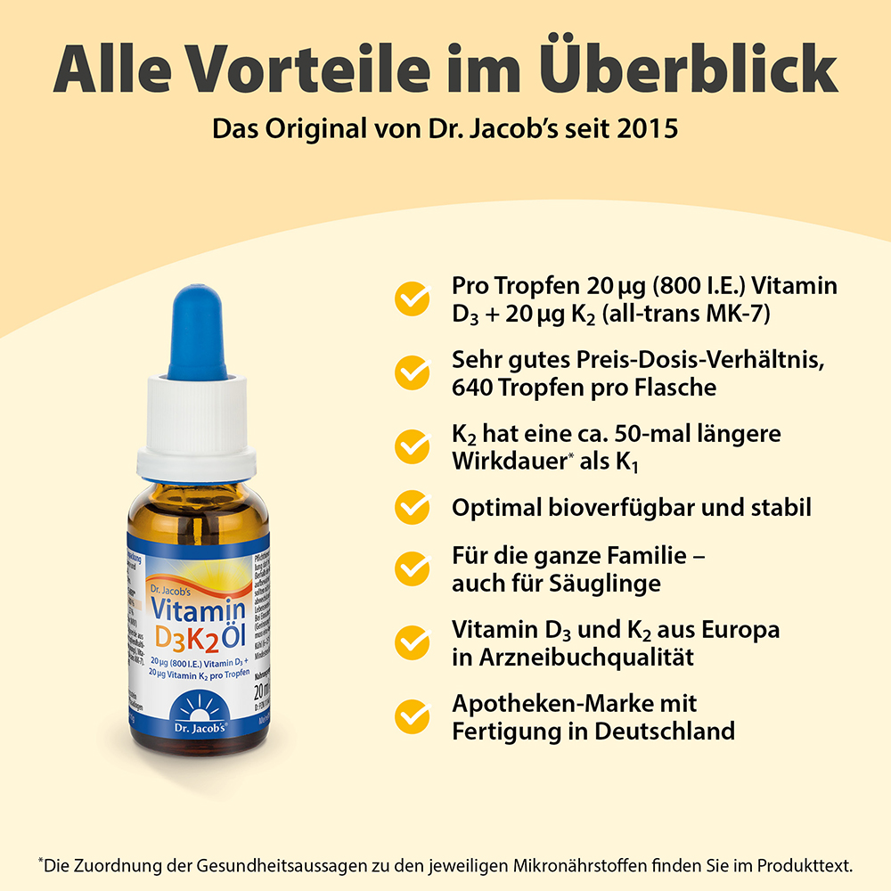 Dr. Jacob's Vitamin D3K2 Öl 20 ml